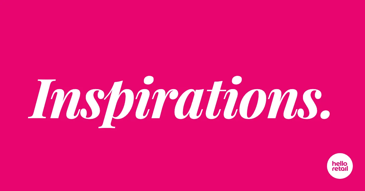 Cerise pink card with the italic word Inspirations.