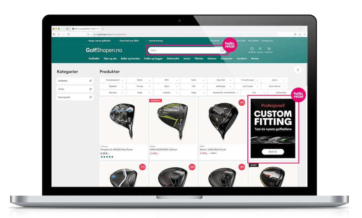 Golfshopen Search Hello Retail Banners