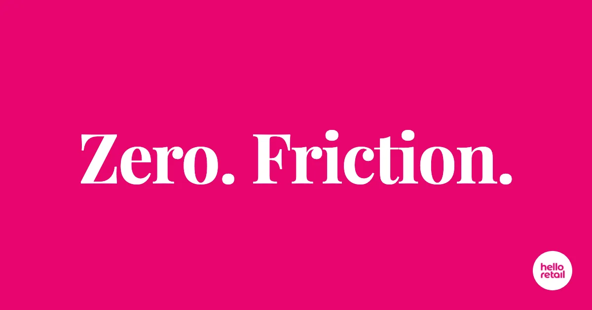 Cerise pink card with the words Zero. Friction.