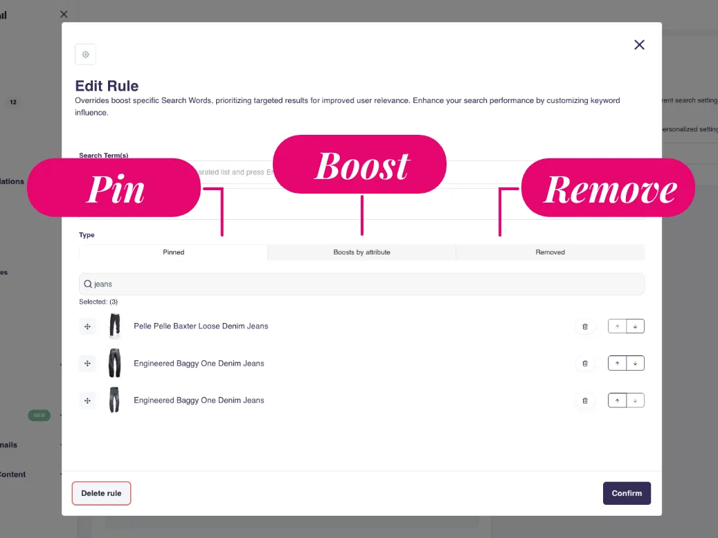 Boosting for search words