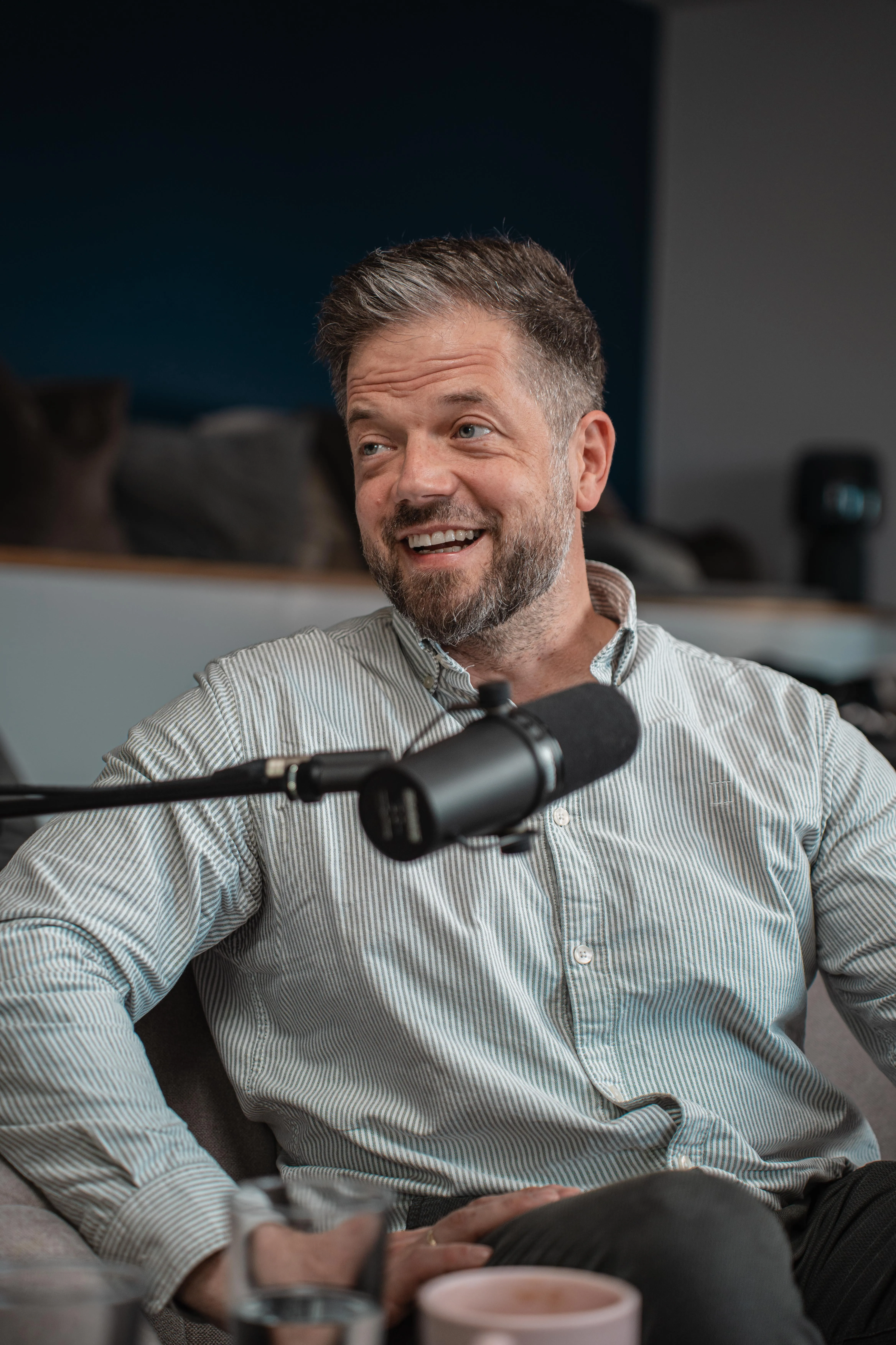 Morten Grabowski Kjær laughing during the conversation