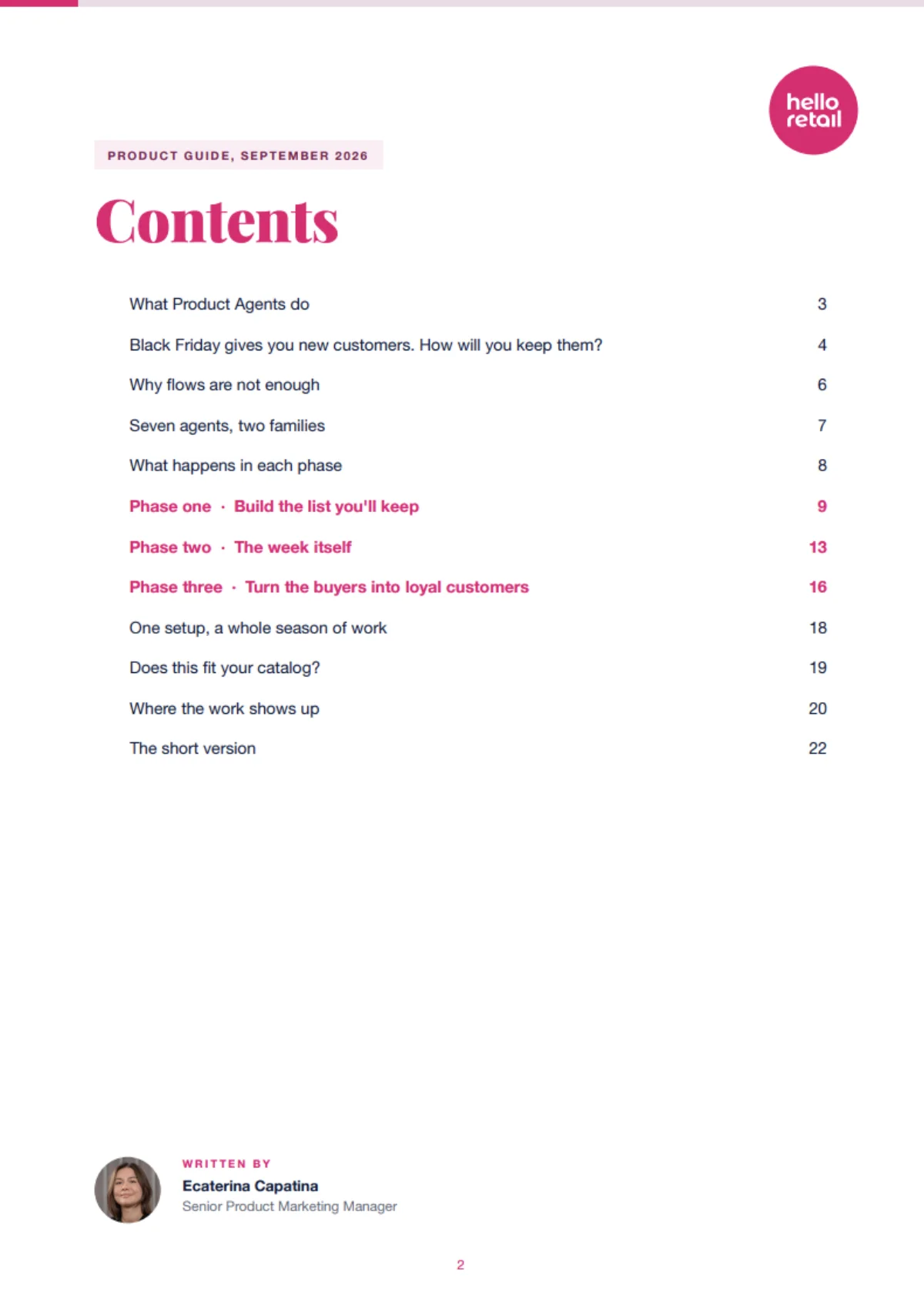 The contents page, listing the eleven sections and their page numbers.