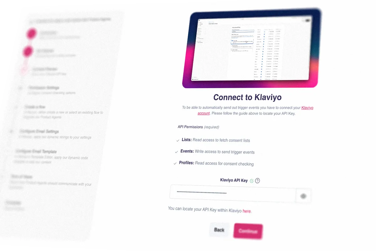 Klaviyo dashboard showing Product Agents results for Beslag Online
