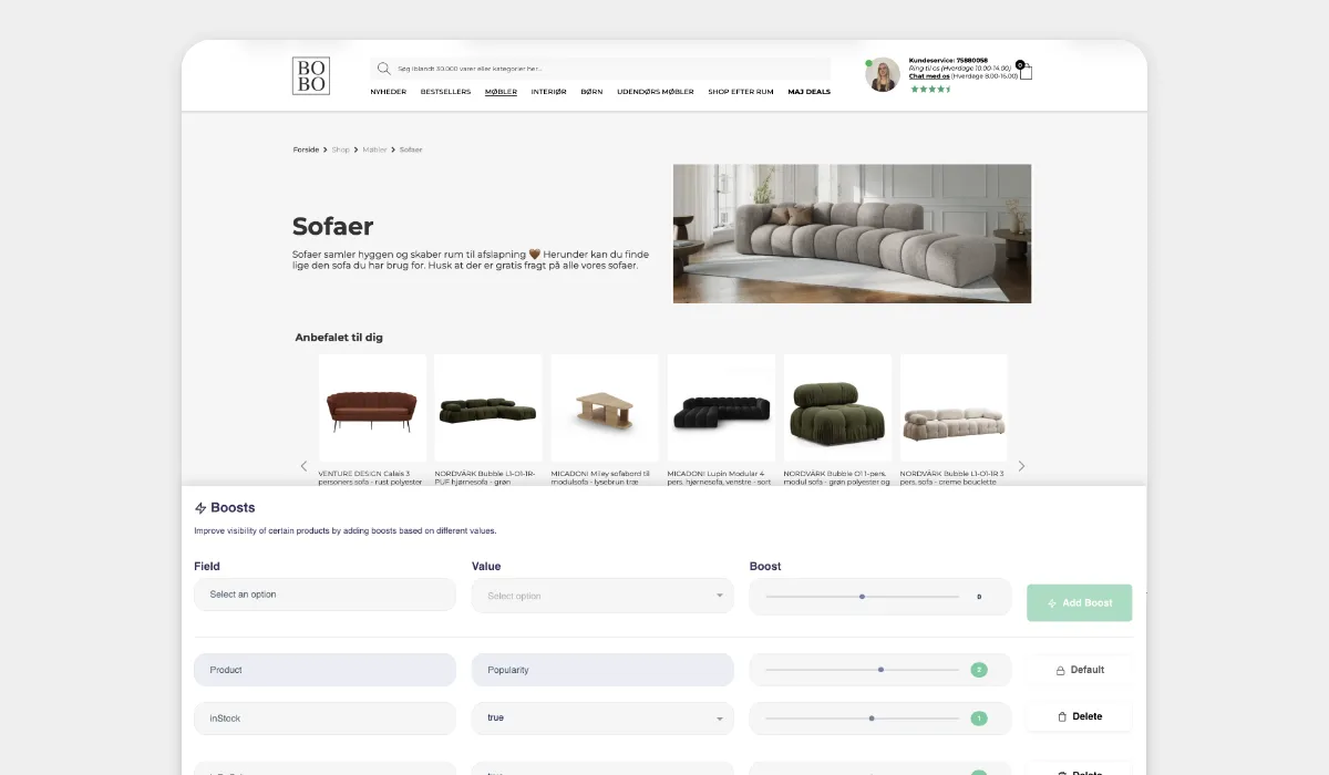 BOBO Home — personalized category pages with Hello Retail Pages