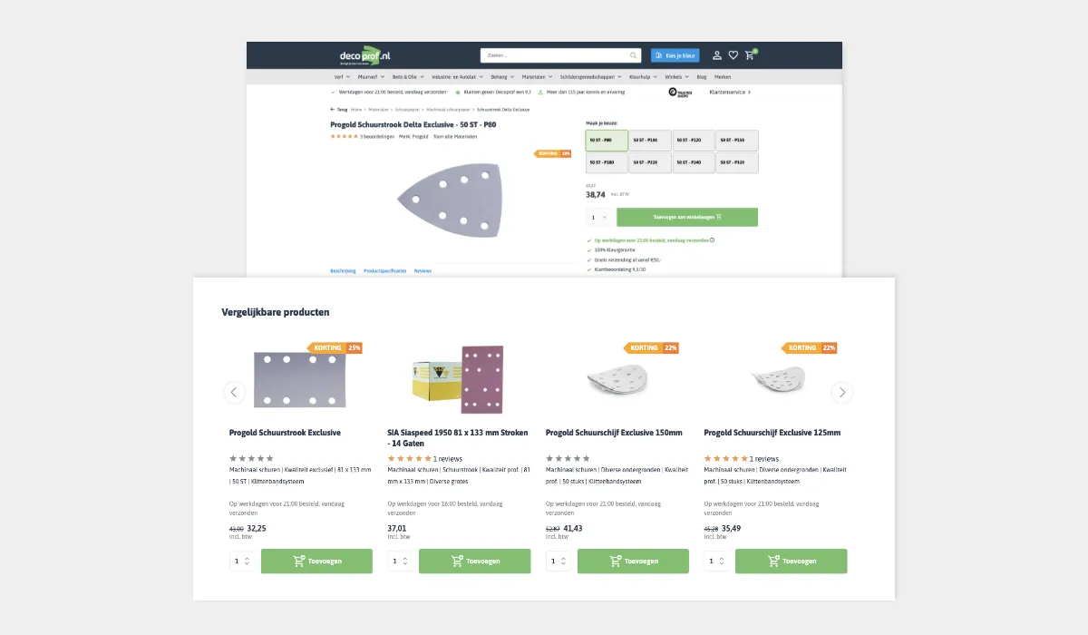 Hello Retail Recommendations on Decoprof.nl product page