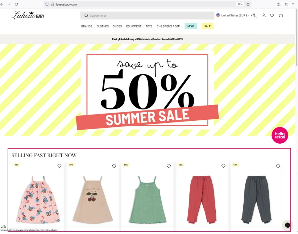 Front page Recommendations based on real-time browsing