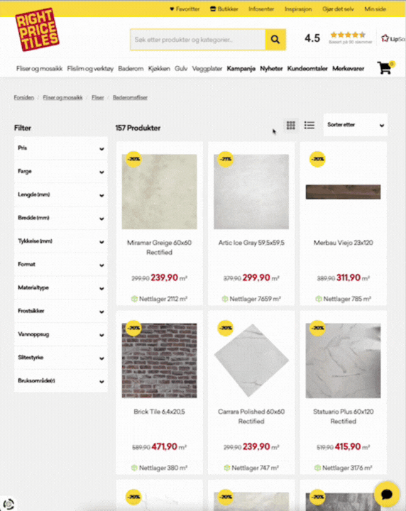 Right Price Tiles Pages in action