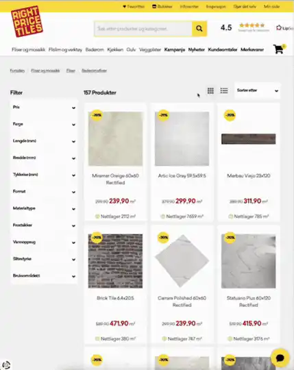 Right Price Tiles Pages in action