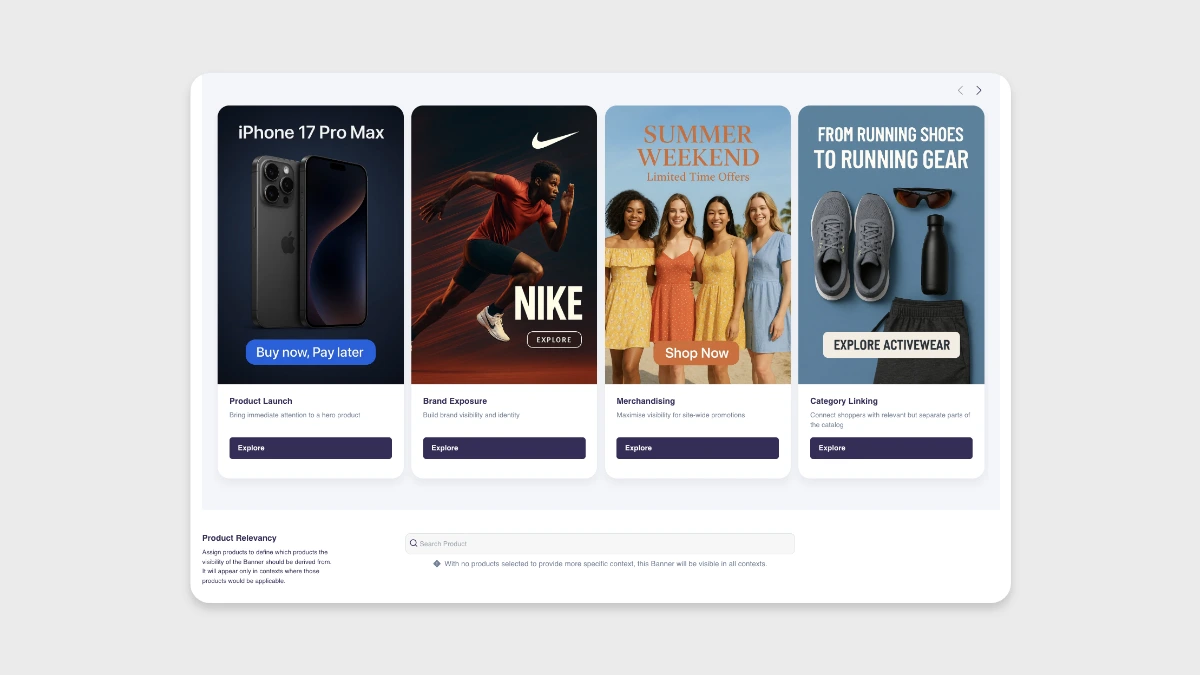 Banner Inspiration Catalog inside the Retail Media editor