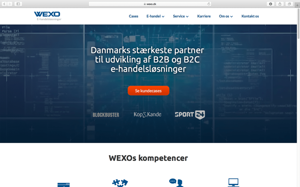 Wexo homepage